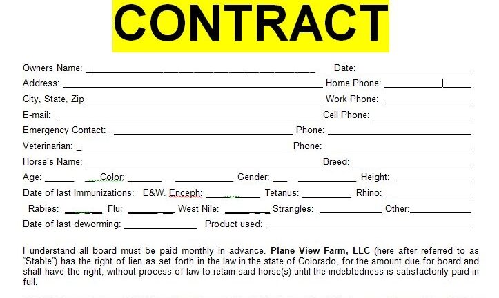 Free Printable Horse Boarding Contract Printable Board