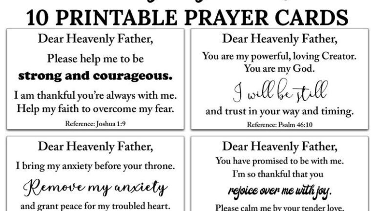 10 Encouraging Unisex Printable Prayer Cards C1 INSTANT DOWNLOAD