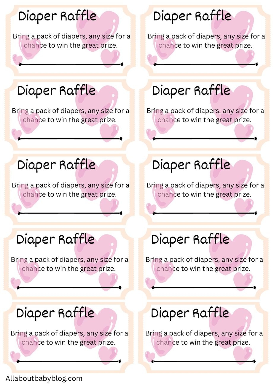10 Free Printable Diaper Raffle Tickets For Your Perfect Baby Shower