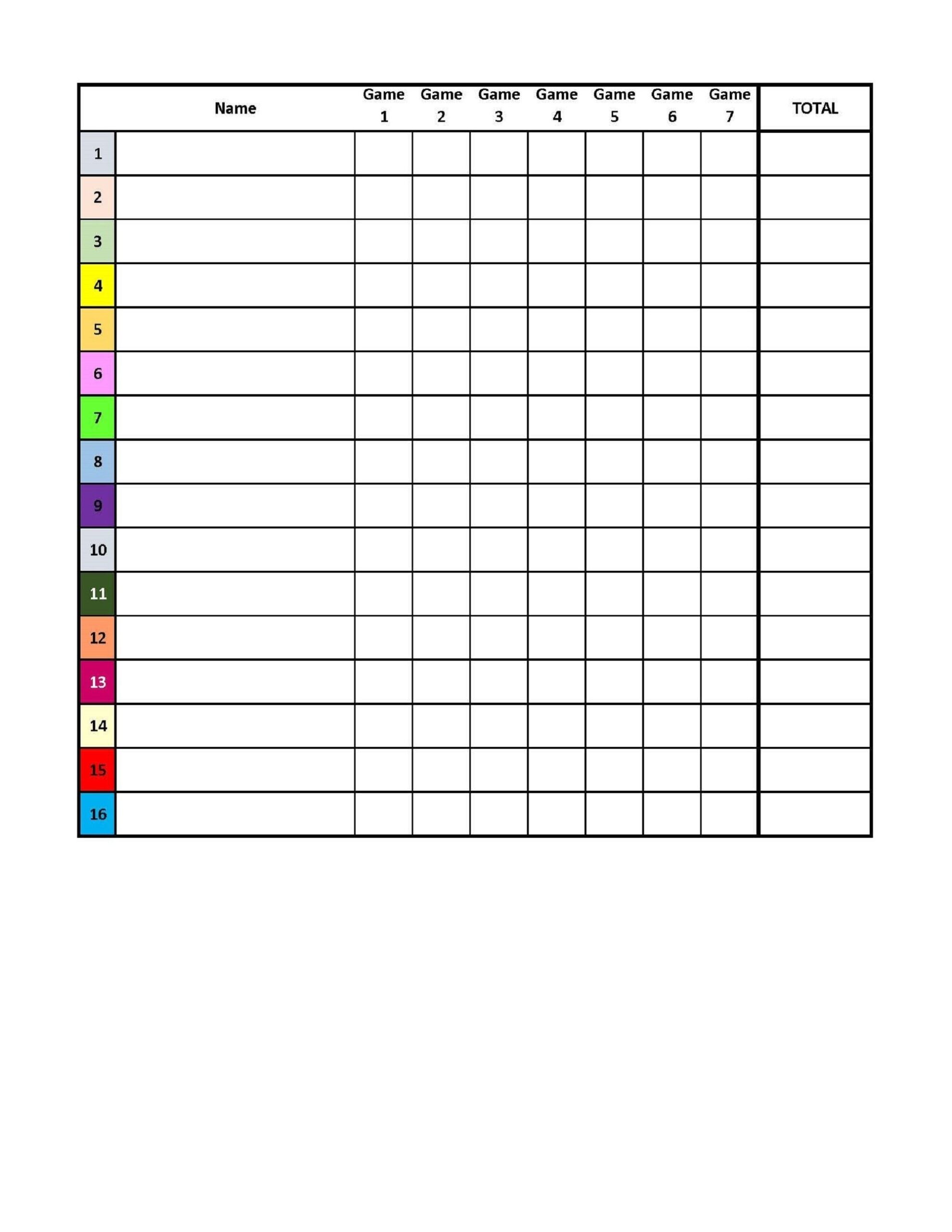 16 Player Euchre Tournament Score Sheet And Rotations PDF Printable