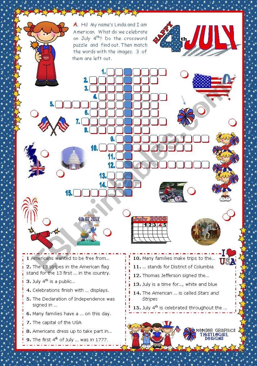 4th Of July Crossword Puzzle Word List Banner Firewor Vrogue Co