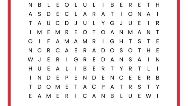 4th Of July Word Search Free Printable Worksheet