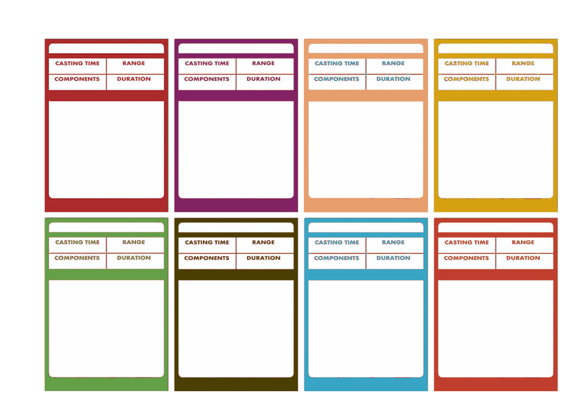 5E Printable Spell Cards Printable Calendars AT A GLANCE