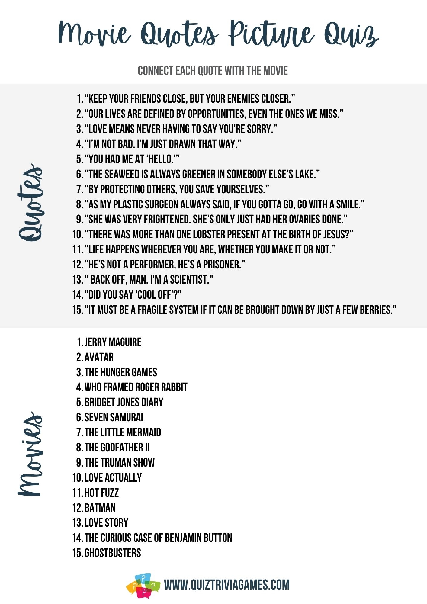 Finish The Saying Quiz With Answers Printable