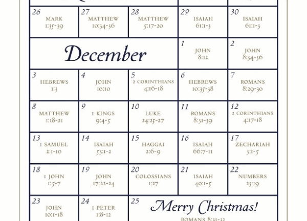 Advent Calendar Bible Verses Printable