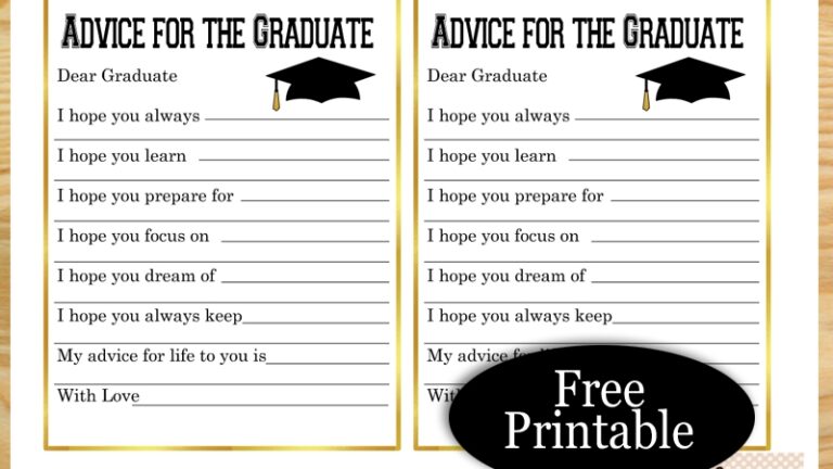 Advice For The Graduate Free Printable