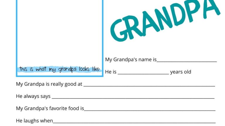 All About Grandpa Free Printable