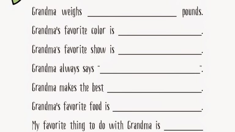 All About My Grandma Free Printable Printable Word Searches