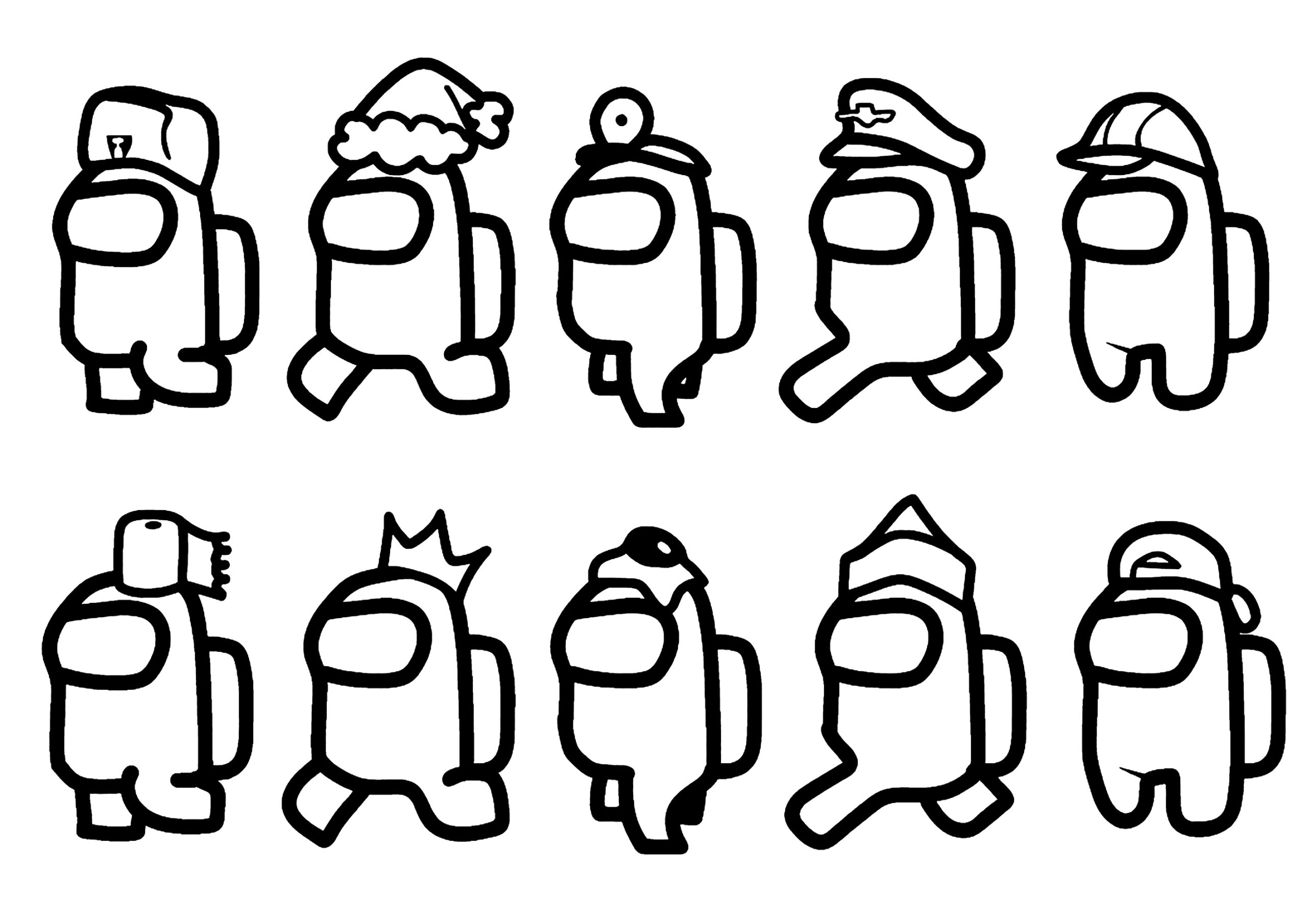 Among Us Various Characters Among Us Coloring Pages