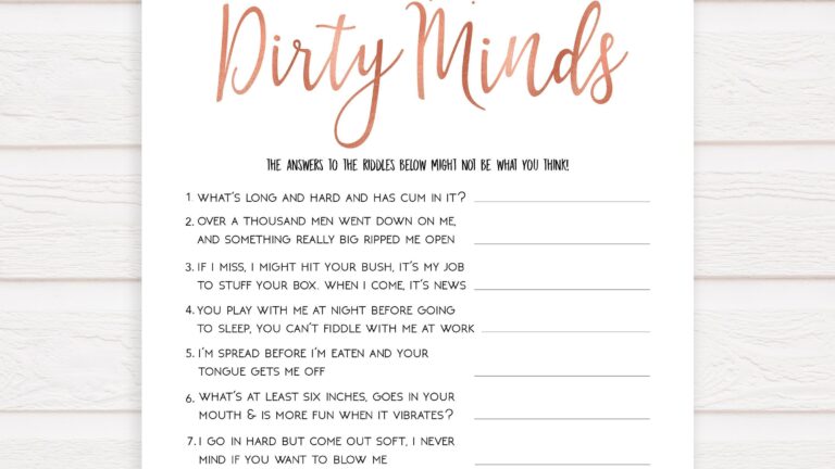 Answers Free Printable Dirty Minds Game