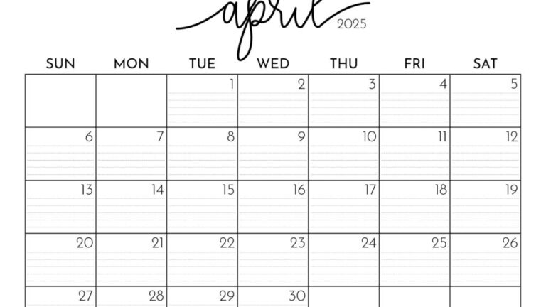 April 2025 Calendars 107 FREE Printables Printabulls