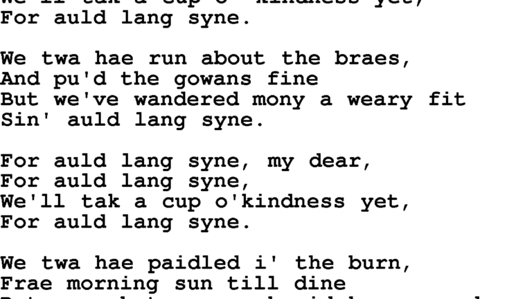Auld Lang Syne Lyrics Printable