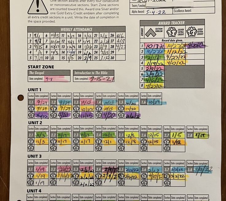 AWANA T T Achievement Record And Emblems Tracker