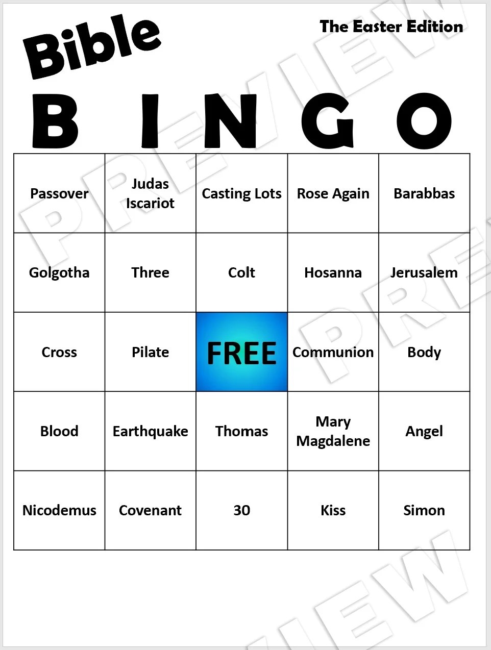 Bible Bingo Game Free Printable