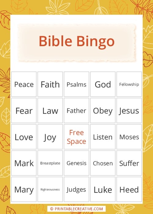 Bible Bingo Game Free Printable