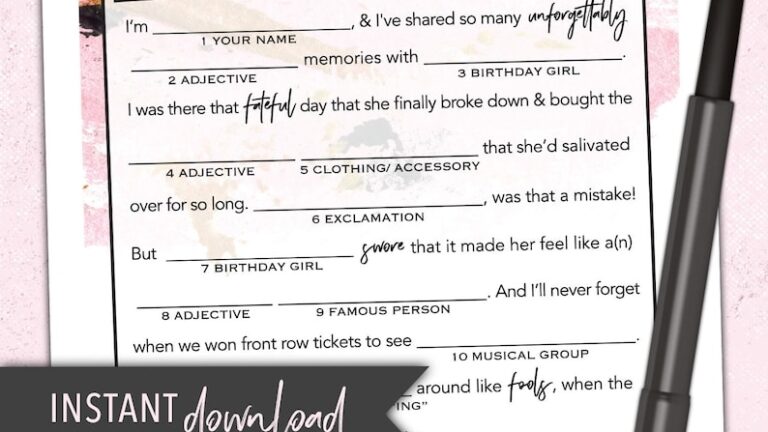 Birthday Mad Libs Printable Free FreePrintable Me