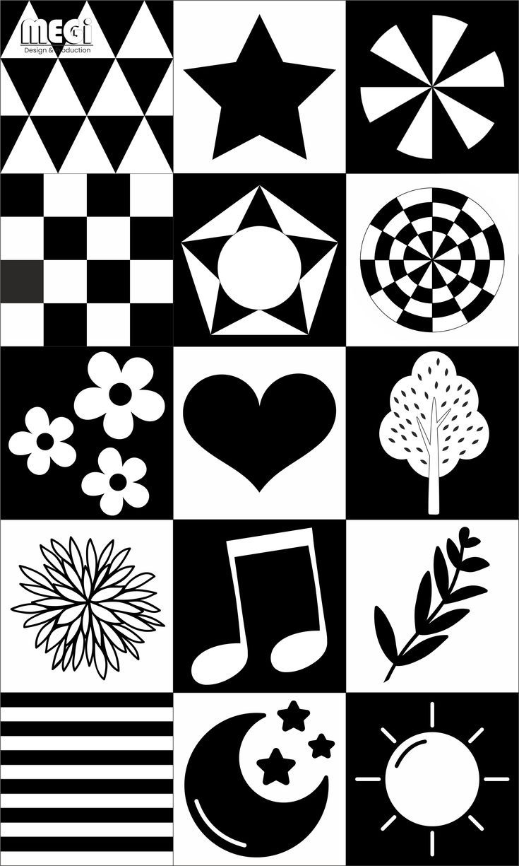 Black And White High Contrast Baby Sensory Cards Shapes 60 Cards