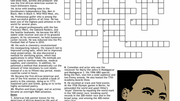 Black History Crossword Puzzle Printable