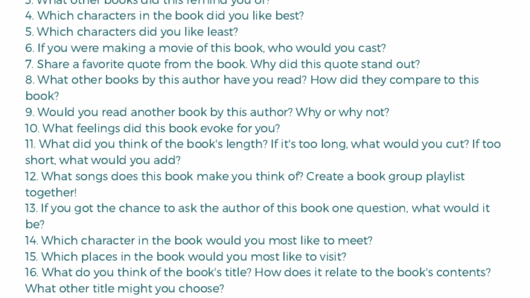 Book Club Questions Download Printable PDF Templateroller
