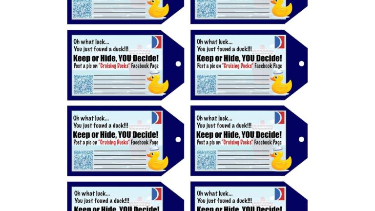Carnival Cruising Ducks INSTANT DOWNLOAD Tags Cruise Ship Rubber Duck