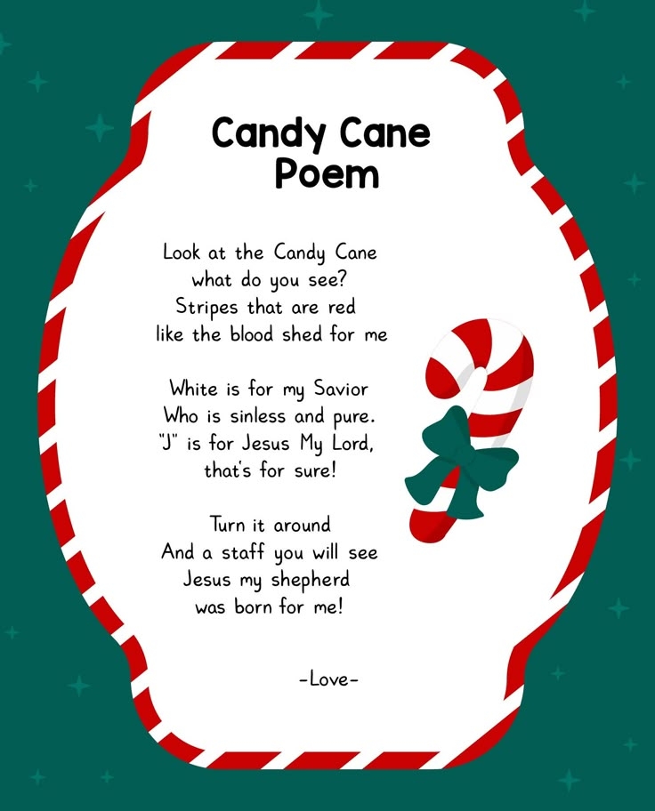 Christmas Candy Cane Jesus Poem Free PDF Printables