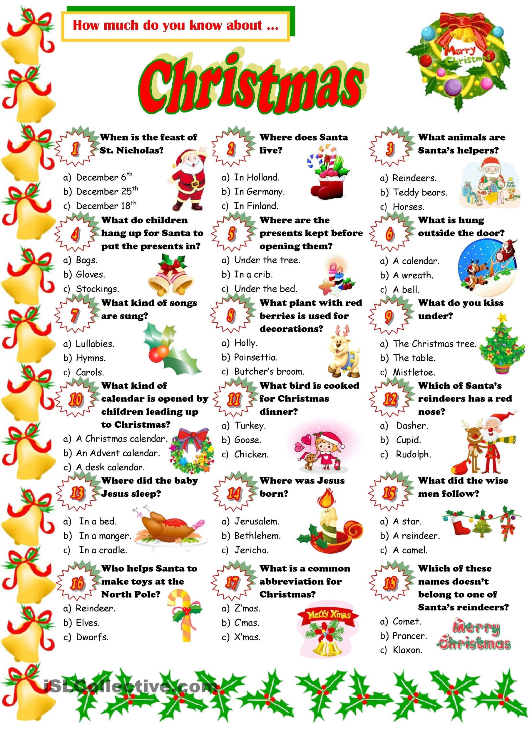 Christmas Trivia For Kids Printable