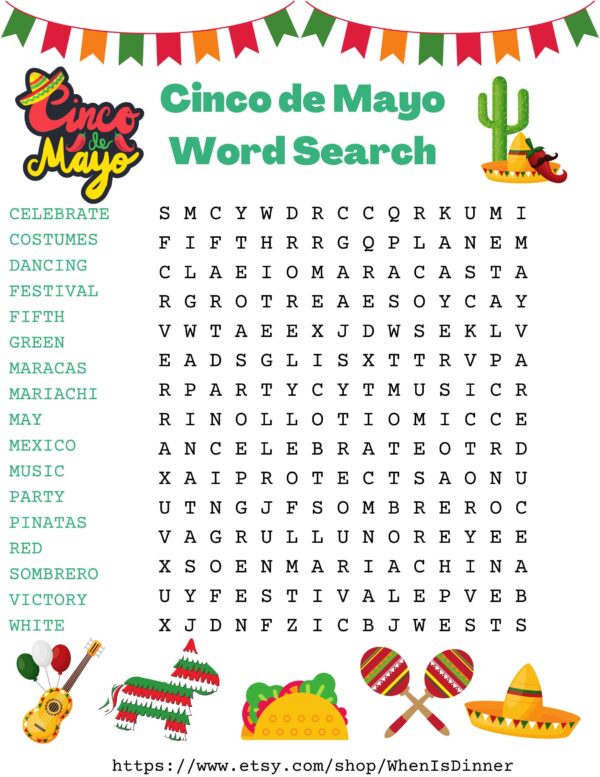 Cinco De Mayo Printable Word Search