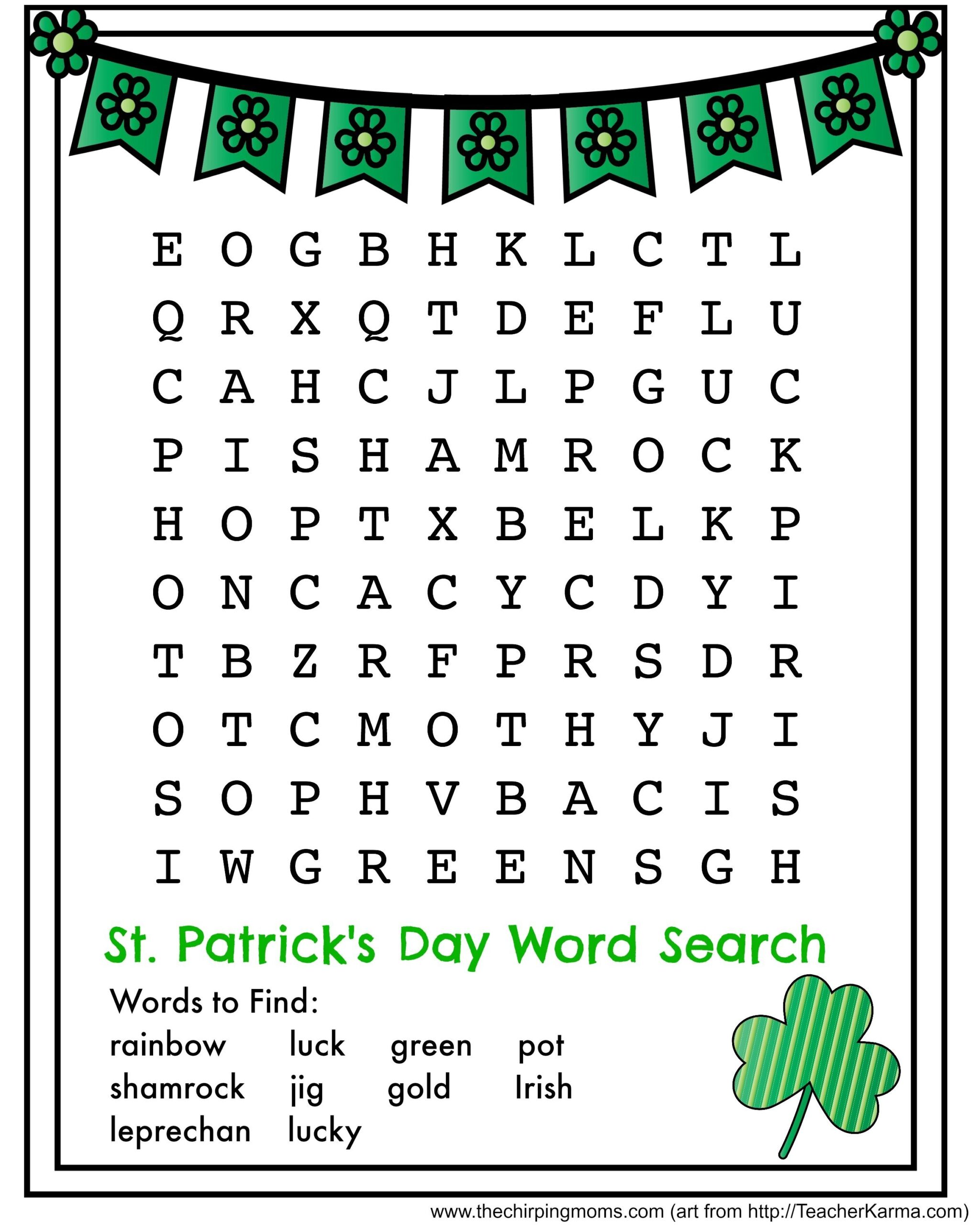 Click Here To Download And Print The St Patrick S Day Word Search St