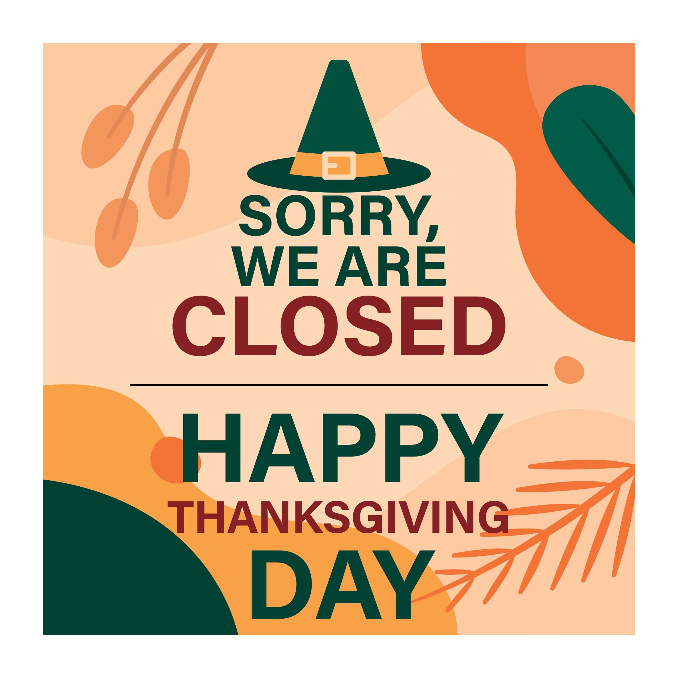 Closed Thanksgiving 2025 Printable Image Ivan Walker