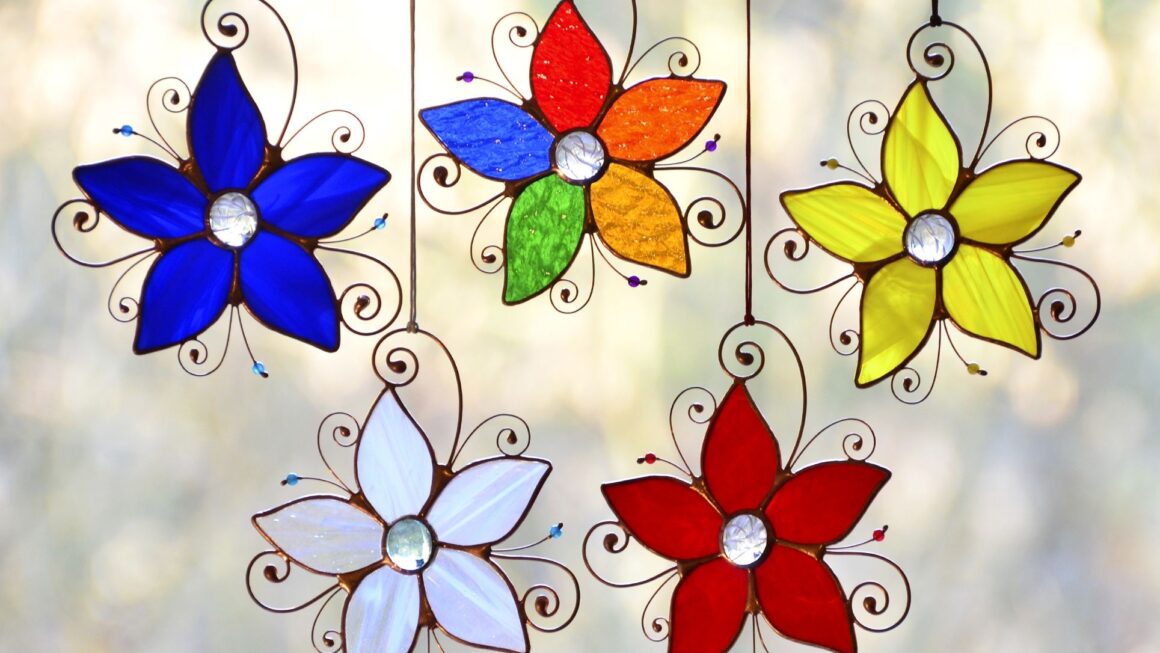 Colorful Stained Glass Flower Suncatcher By KamillaArt