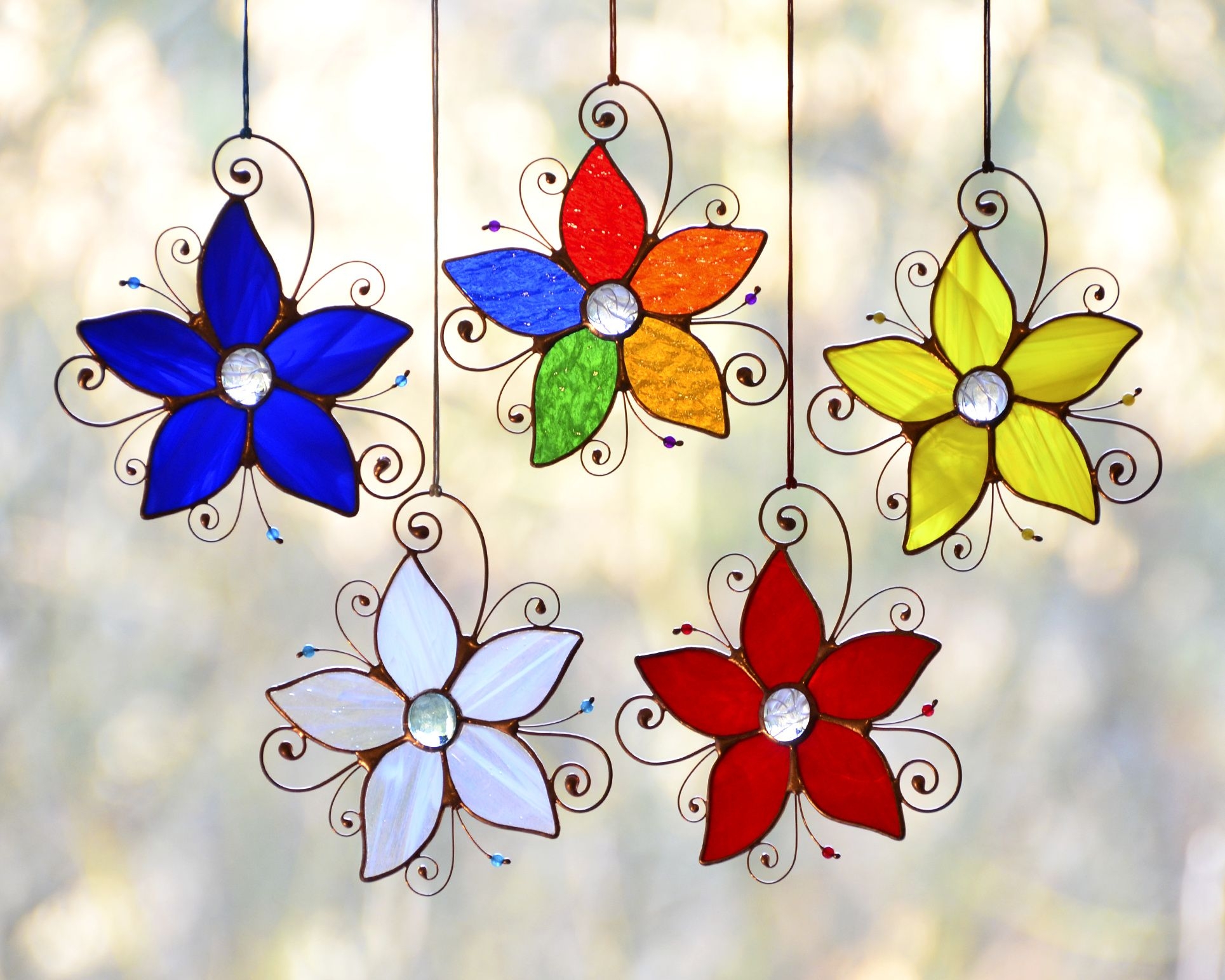 Colorful Stained Glass Flower Suncatcher By KamillaArt