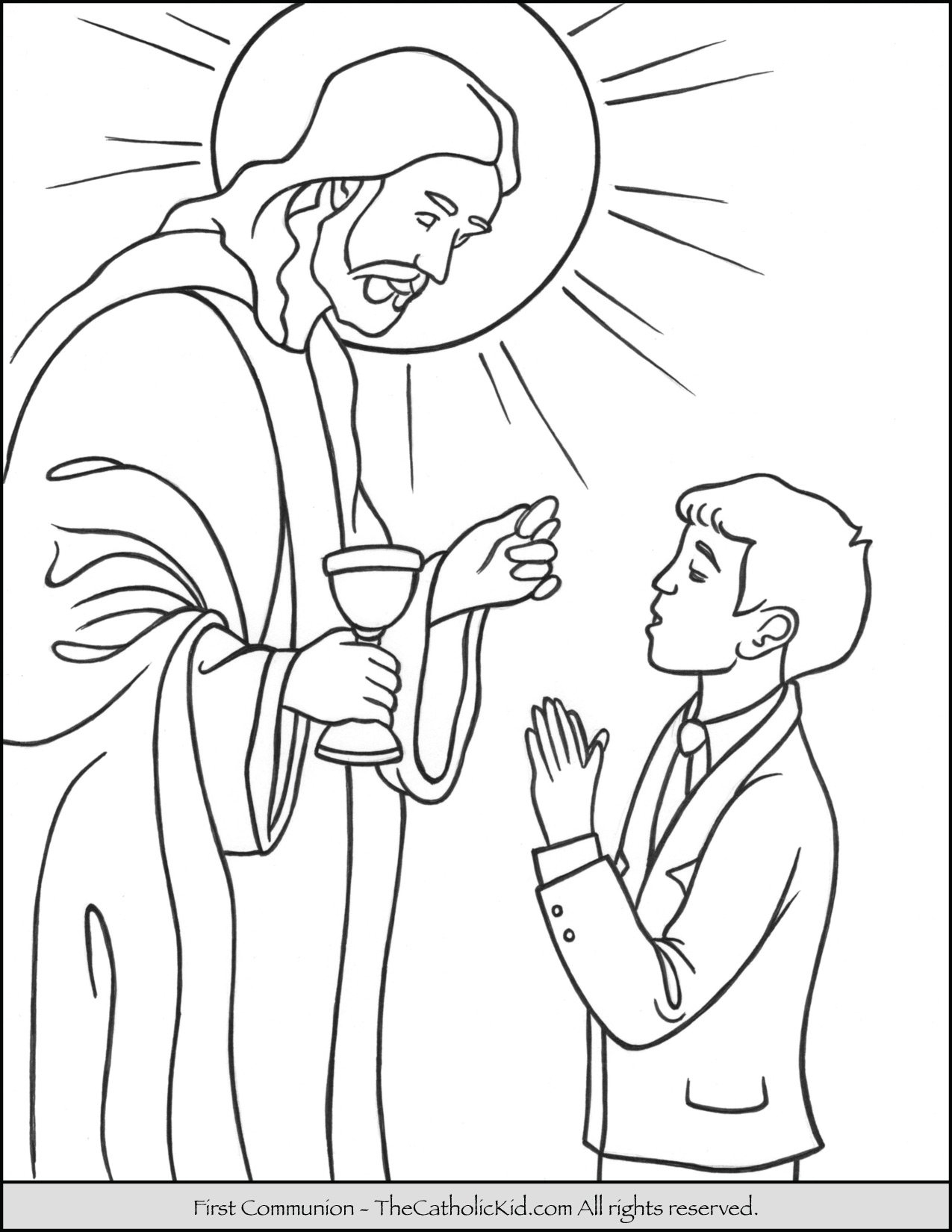 Coloring Communion Eucharist Catholic Pages Holy First Kids Sunday Line