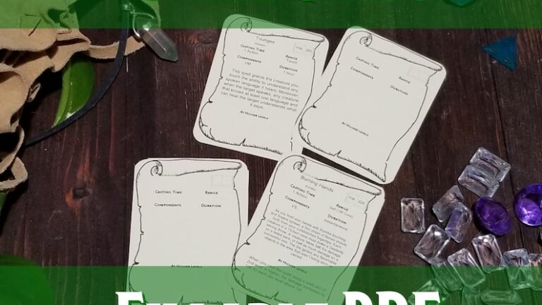 D D Spell Cards Printable