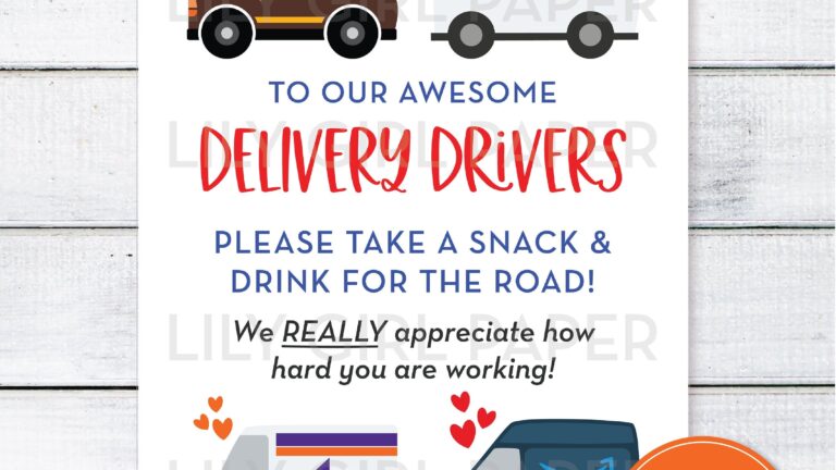 Delivery Driver Snack Drink Sign Mail Carrier Packages Etsy Drink