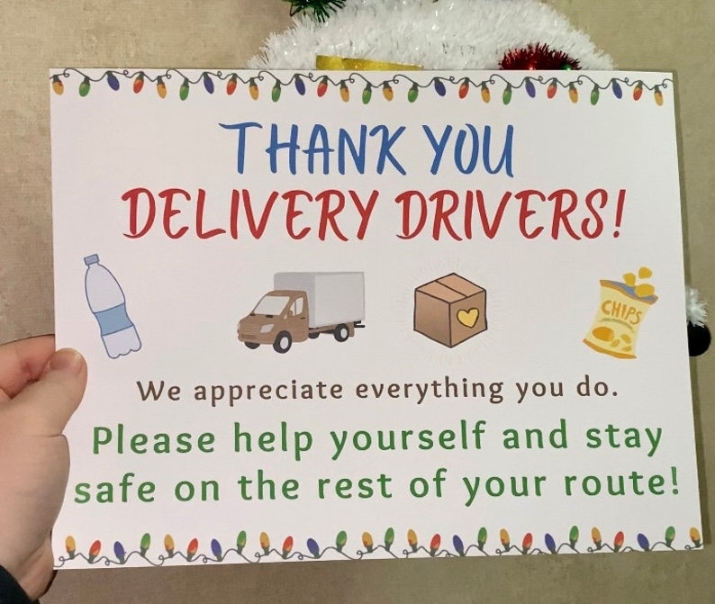 Delivery Driver Thank You Sign Amazon Thank You Sign Snack Sign For