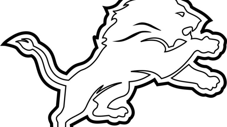 Detroit Lions Logos Printable Coloring Page For Kids And Adults