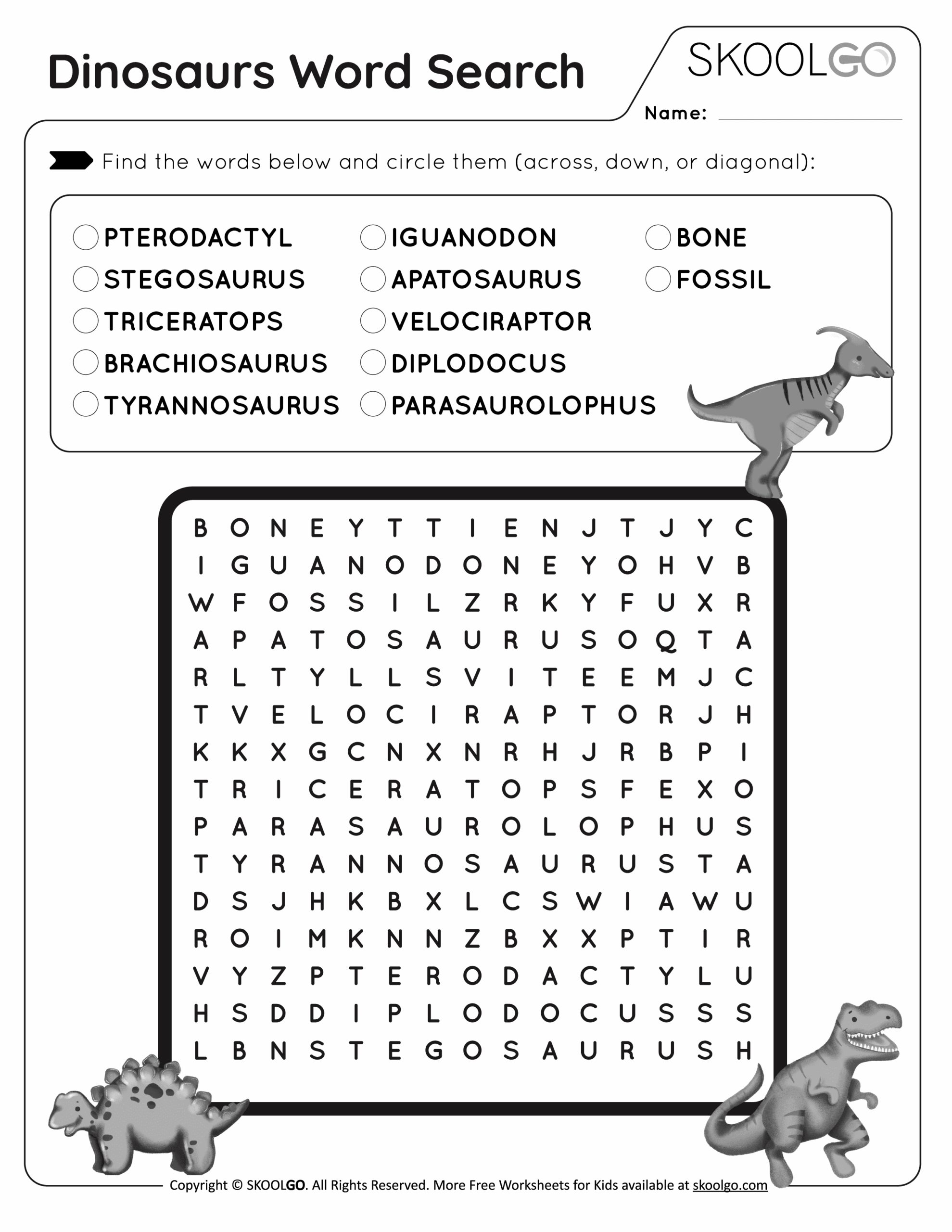 Dinosaur Vocabulary Words