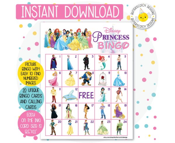 Disney Princess Bingo Printable Free