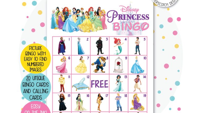 Disney Princess Bingo Printable Free Printable Form Templates And Letter