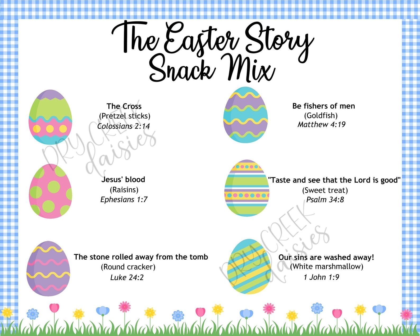 Easter Story Snack Mix Printable Free