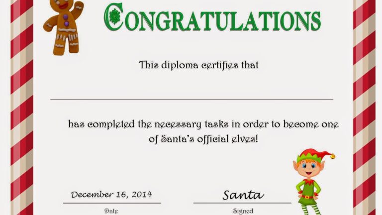 Elf On The Shelf Certificate Printable Free
