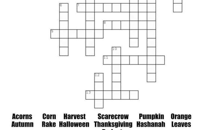 Fall Crossword Puzzle Free Printable Worksheet