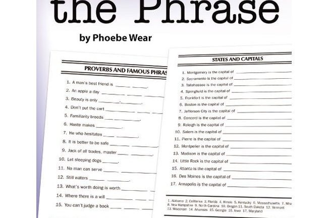 Finish The Phrase For Seniors Printable Printable Word Searches