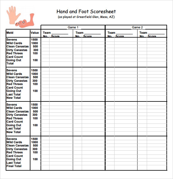 FREE 7 Sample Canasta Score Sheet Templates In PDF