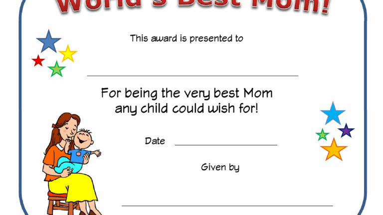 Free Printable Best Mom Certificate Printable Word Searches