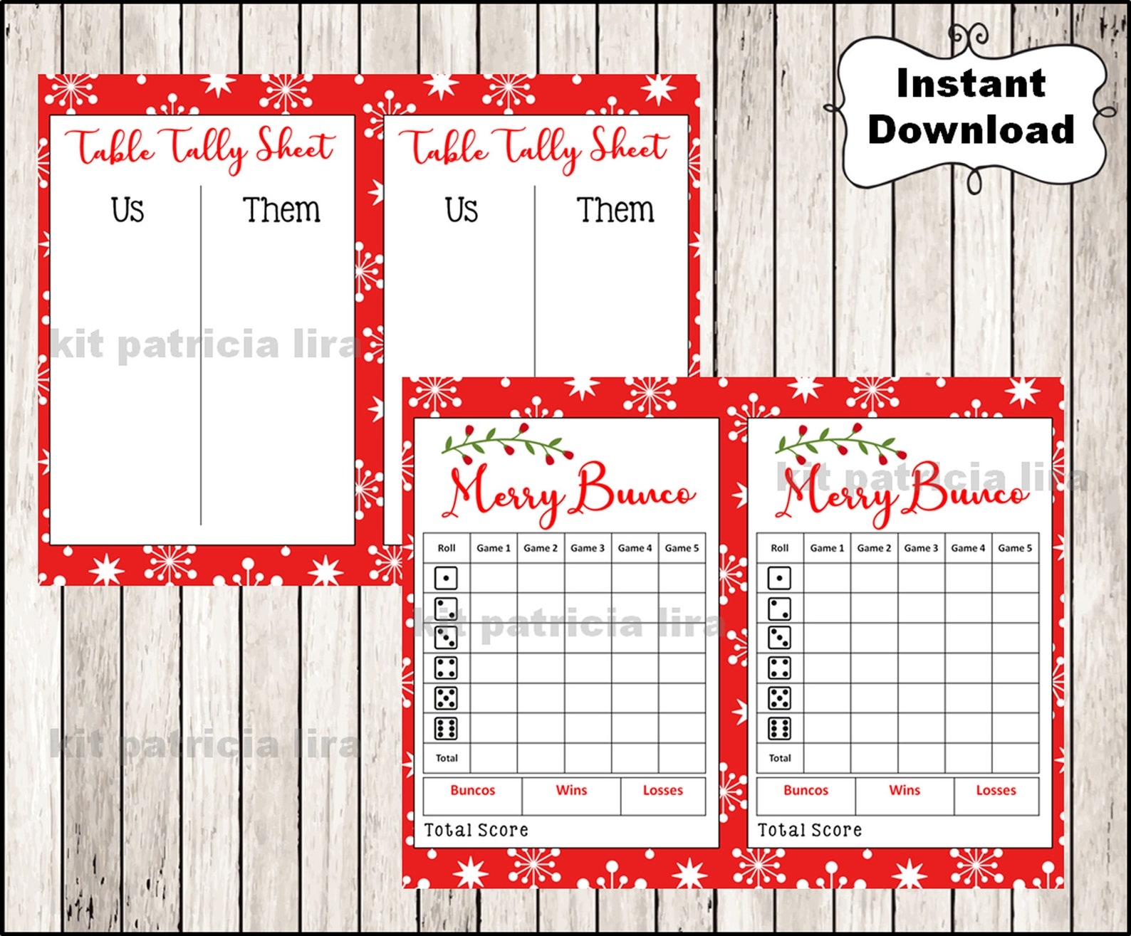 Free Printable Christmas Bunco Score Cards