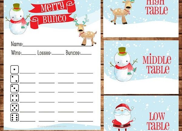 Free Printable Christmas Bunco Score Cards Printable Educational Posters