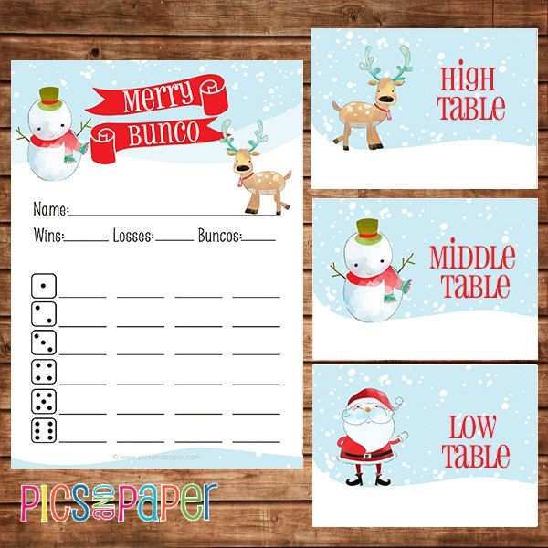 Free Printable Christmas Bunco Score Cards Printable Educational Posters