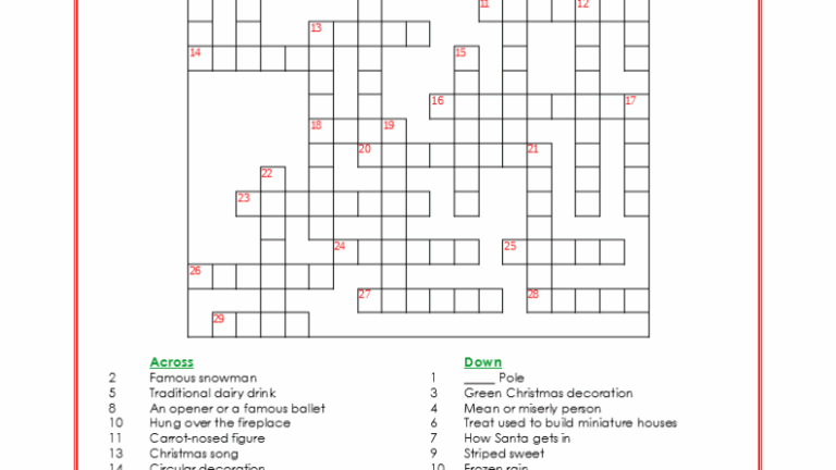 Free Printable Christmas Crossword Puzzles With Answers FREE