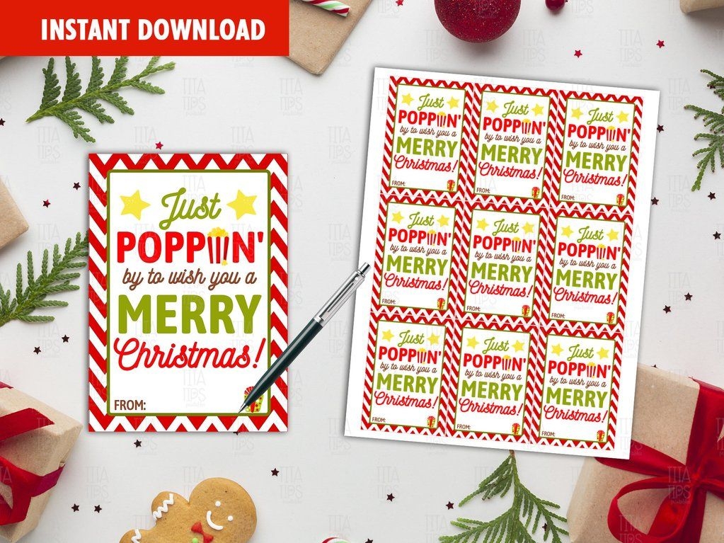 Free Printable Christmas Popcorn Tags Printable New Year Banners